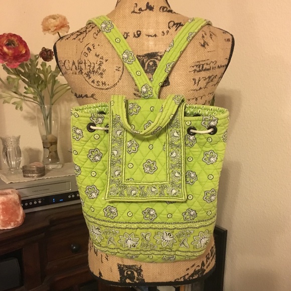 Vera Bradley Handbags - Vera Bradley RARE Kiwi Green Bandana Mimi Backpack